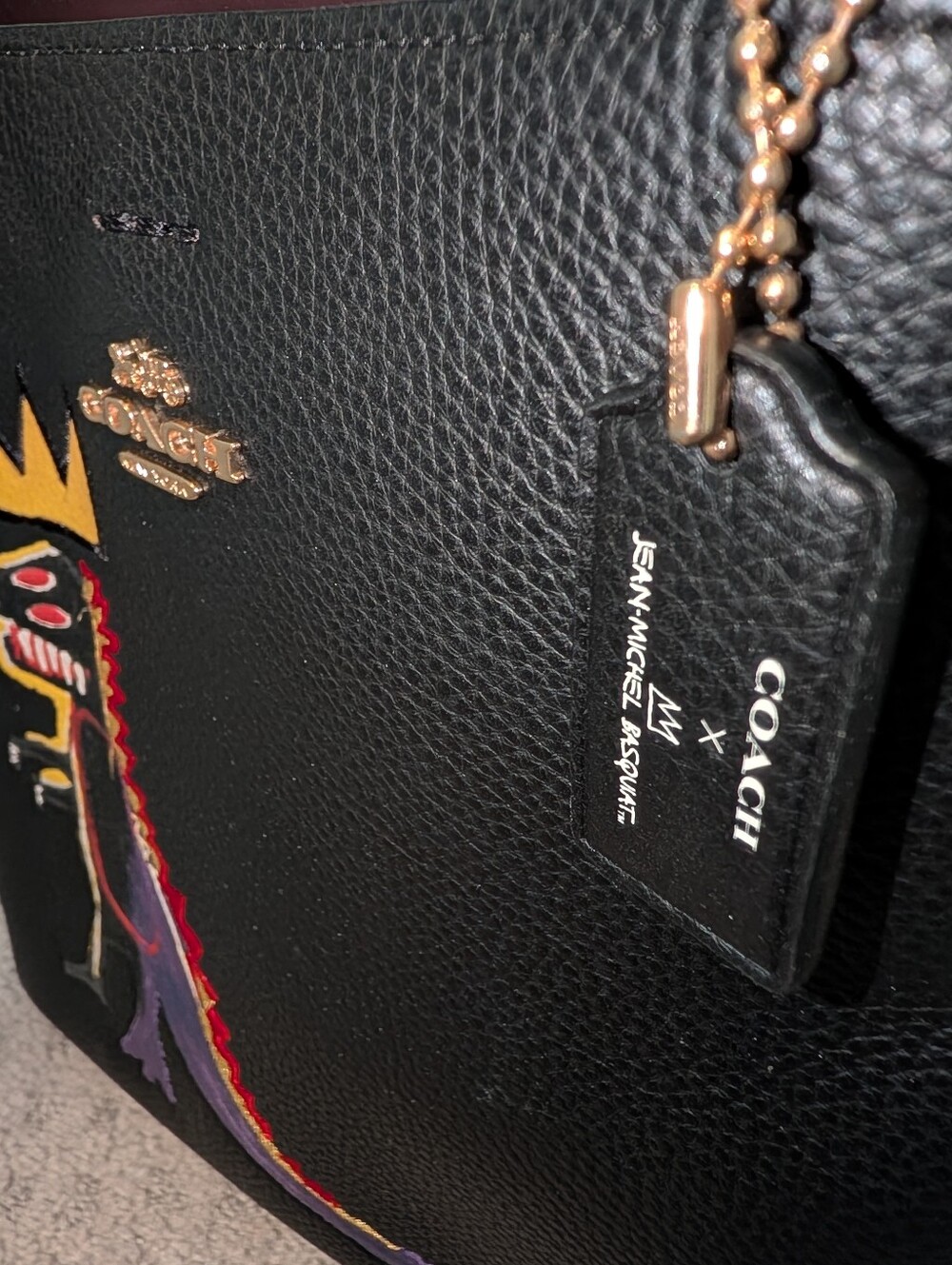 Coach x Jean-Michel Basquiat Black Pebbled Leather Bucket Bag - Picture 8 of 9